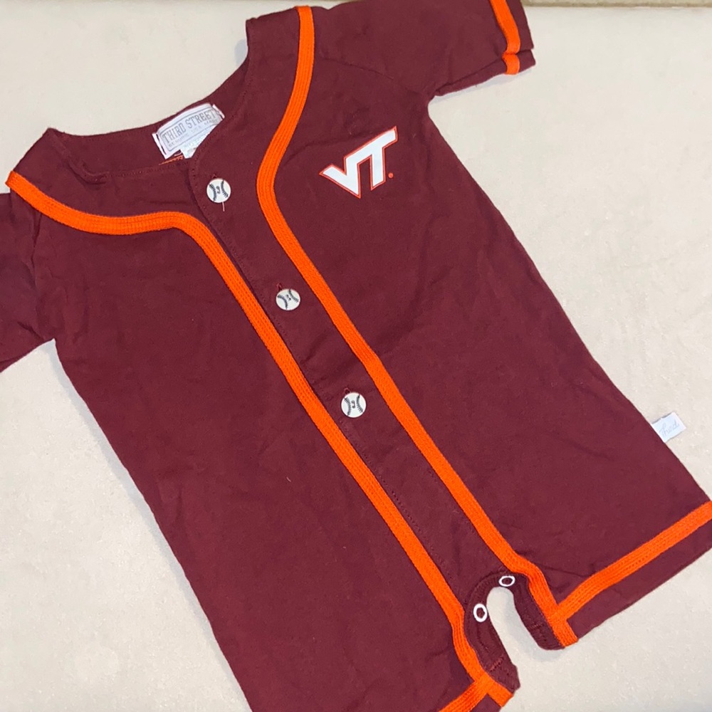 🏷 Sale:10 for $20. Third Street Virginia Tech Baseball ⚾️ Button Onesie
